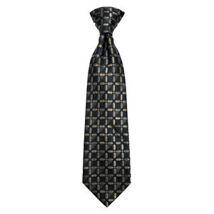 Covington Men's Silk Tie - Black & Gold Geometric Pattern - Hand Made 100% Silk